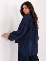 Granatowa sztruksowa bluzka od kompletu