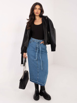 Niebieska jeansowa spódnica midi z rozcięciem SUBLEVEL