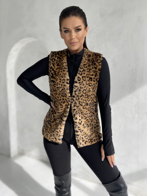 Beżowa kamizelka futrzana w cętki Perrina