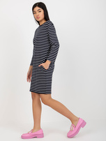 Hurt Granatowo-biała sukienka basic w paski RUE PARIS