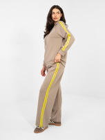 Ciemnobeżowy damski komplet z rozpinaną bluzą RUE PARIS 