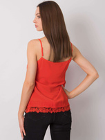 Czerwony top damski z koronką Leyla