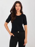 Czarny damski sweter z okrągłym dekoltem