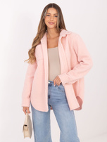 Jasnoróżowa koszulowa kurtka z kieszeniami RUE PARIS 