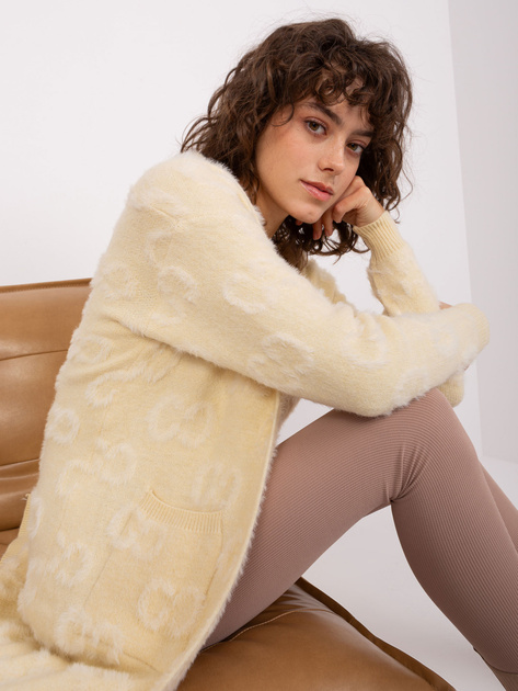 Hurt Jasnobeżowy kardigan damski z dzianiny