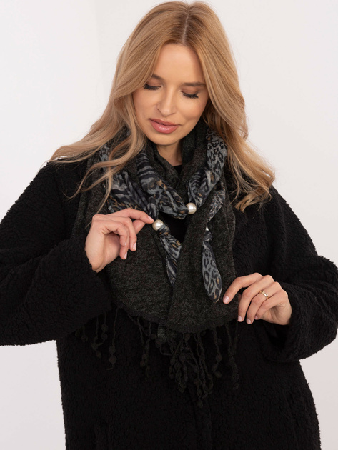 Hurtownia Ciemnoszary damski szal w panterkę