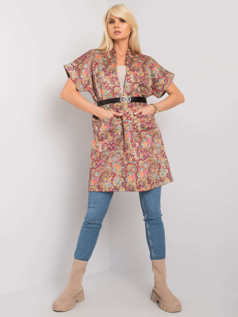 Bordowy płaszcz z krótkim rękawem Sonja