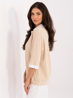 Beżowa casualowa bluzka z kołnierzykiem