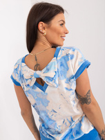 Hurt Niebiesko-beżowy komplet welurowy w kwiaty RUE PARIS