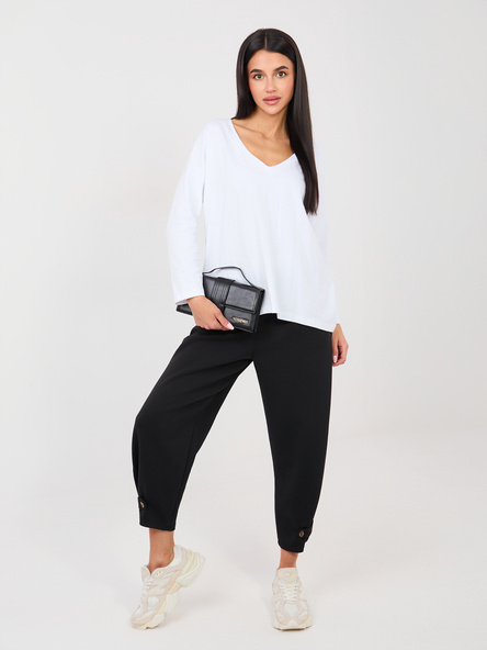 Biała damska bluzka basic z dekoltem V RUE PARIS