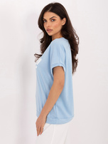 Jasnoniebieska damska bluzka z krótkim rękawem RUE PARIS 