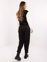 Ecru-czarny casualowy komplet z bluzą bez kaptura