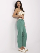 Hurt Pistacjowe casualowe spodnie z dodatkiem wiskozy