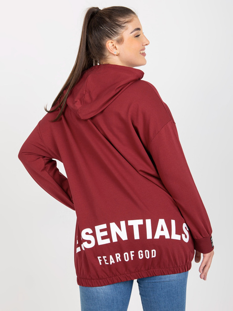 Hurt Bordowa rozpinana bluza plus size z nadrukiem z tyłu
