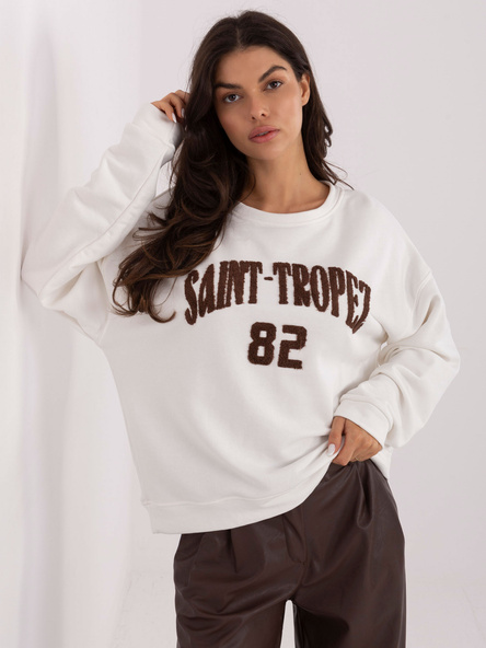 Ecru damska bluza oversize z napisem