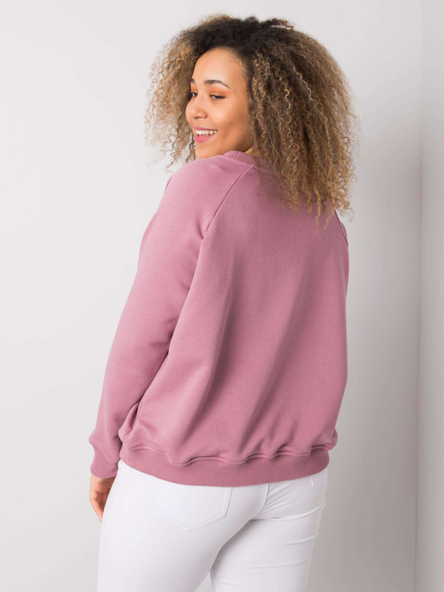 Růžovo-hnědá mikina plus size z bavlny Donna.