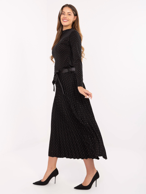 Czarna rozkloszowana spódnica z dżetami RUE PARIS