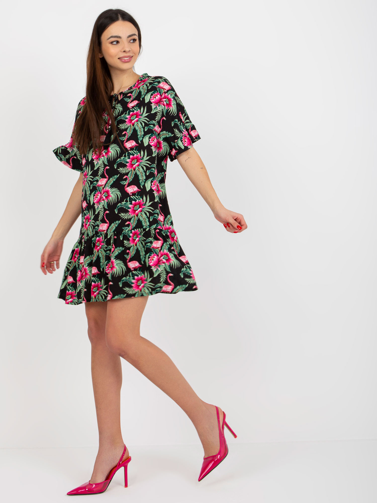 Hurt dress with summer print and ruffle SUBLEVEL.
