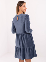 Ciemnoniebieska welurowa sukienka do kolana STITCH & SOUL
