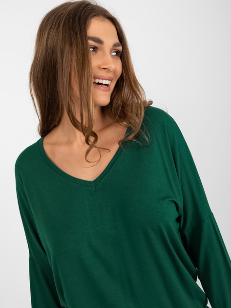 Hurt Ciemnozielona damska bluzka basic z wiskozy