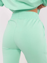 Hurt Miętowy dresowy komplet basic z prostymi spodniami