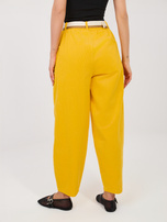 Żółte sztruksowe spodnie z wysokim stanem RUE PARIS