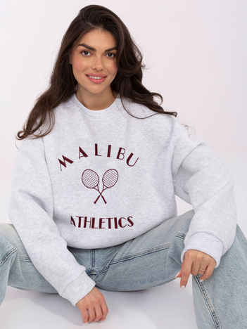 Jasnoszara bluza oversize z haftowanym napisem