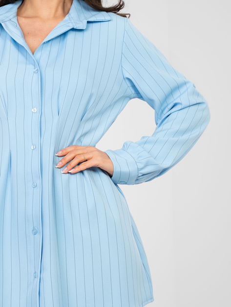 Pastelowa niebieska sukienka z elastycznym marszczeniem RUE PARIS