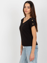 Hurt Czarna bluzka z guzikami na rękawach OCH BELLA