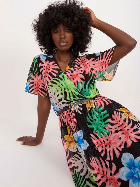 Hurt Czarna midi sukienka z krótkim rękawem