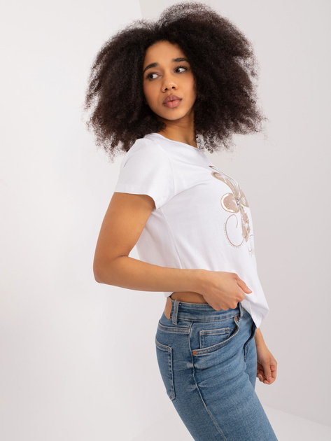 Hurt Biały damski t-shirt z nadrukiem BASIC FEEL GOOD