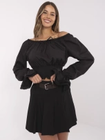 Czarne damskie spódnico-spodenki z zakładkami