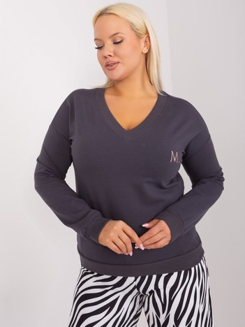 Hurt Grafitowa casualowa bluzka plus size z naszywką