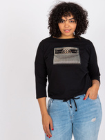 Czarna bluzka plus size na co dzień z bawełny Rosie 