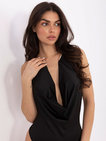 Czarne wizytowe body z marszczeniem