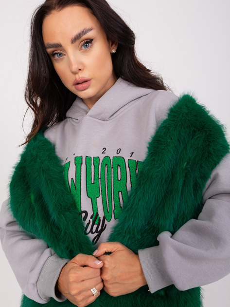 Hurtownia Ciemnozielona futrzana kamizelka damska