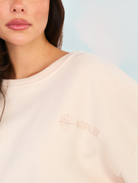 Jasnobeżowa bluza oversize bez kaptura NATURAL SIDE