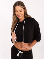 Czarny dresowy komplet z bluzą z kapturem Emola