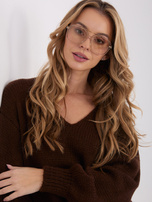 Ciemnobrązowa dzianinowa sukienka z dekoltem V