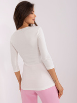 Hurt Ecru dopasowana bluzka na co dzień z rękawem 3/4