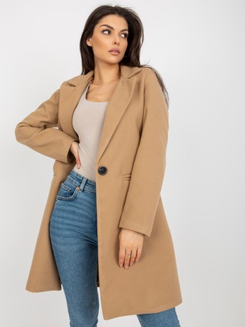 Hurt Camelowy klasyczny płaszcz z podszewką OCH BELLA