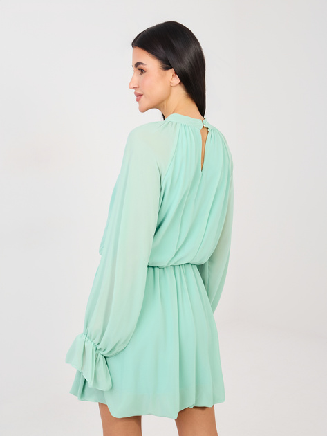 Miętowa sukienka ze ściągaczem w talii RUE PARIS
