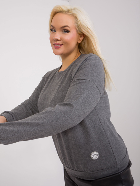 Hurt Ciemnoszara melanżowa bluzka plus size z bawełny