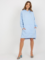 Hurt Jasnoniebieska dresowa sukienka basic z kapturem 