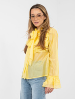 Żółta prześwitująca koszula z kokardą 