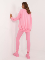 Hurt Różowy damski komplet dresowy z bluzą oversize