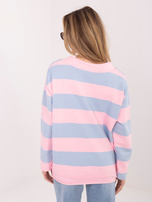 Pastelowa różowo-niebieska bluza oversize z dekoltem V
