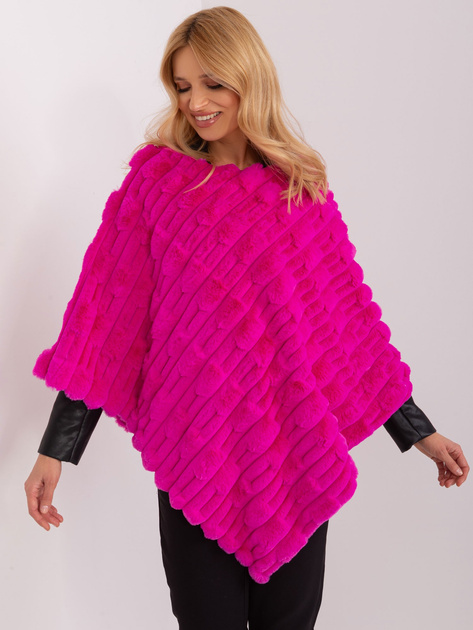 Hurtownia Fuksjowe futrzane poncho damskie