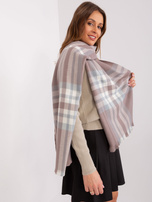 Hurt Brudnofioletowo-szary szal zimowy z miękkiej dzianiny