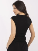 Czarny dopasowany top z bawełny 